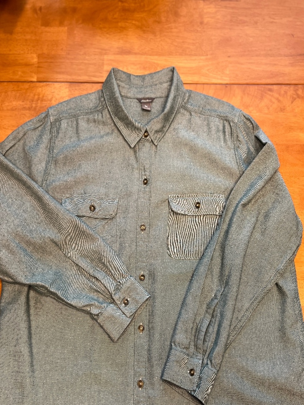 Vintage Eddie Bauer Green Light Weight Flannel Shirt 2XL